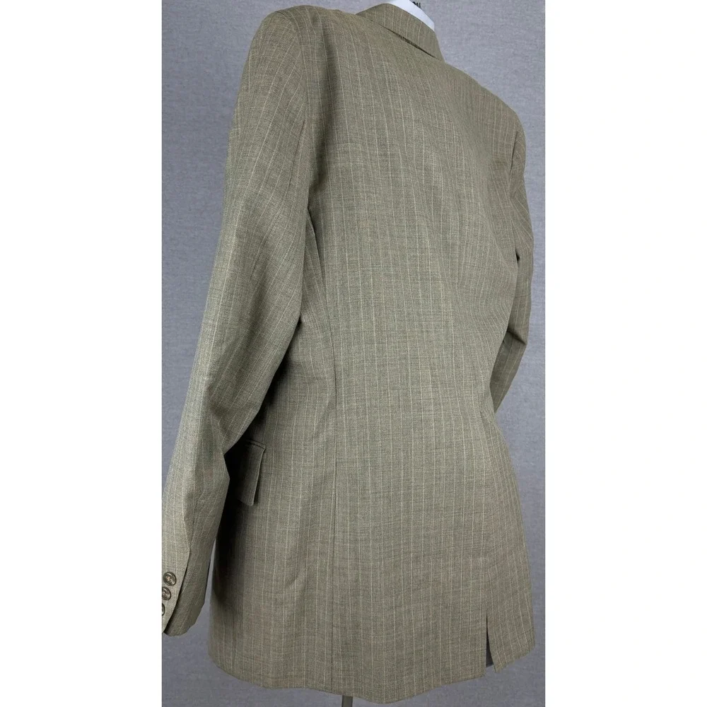 Harry Rothman Fifth Avenue Pinstripe Blazer Tan 42L Vintage Mens